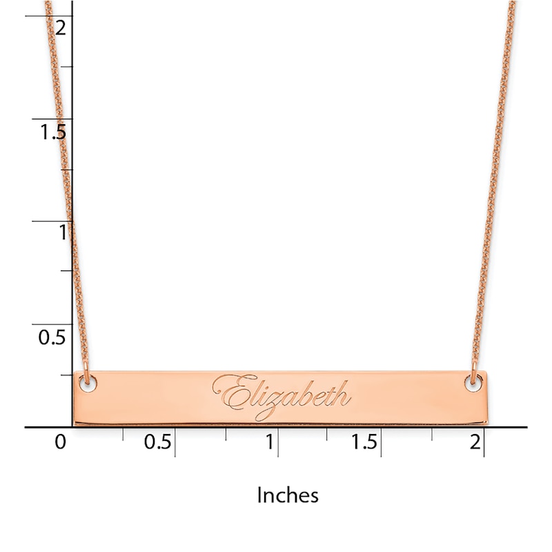 Main Image 2 of Large Script Bar Necklace 14K Rose Gold 18"