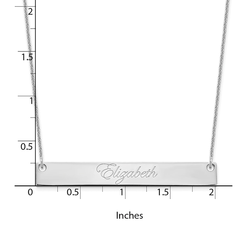 Main Image 2 of Large Script Bar Necklace 14K White Gold 18&quot;