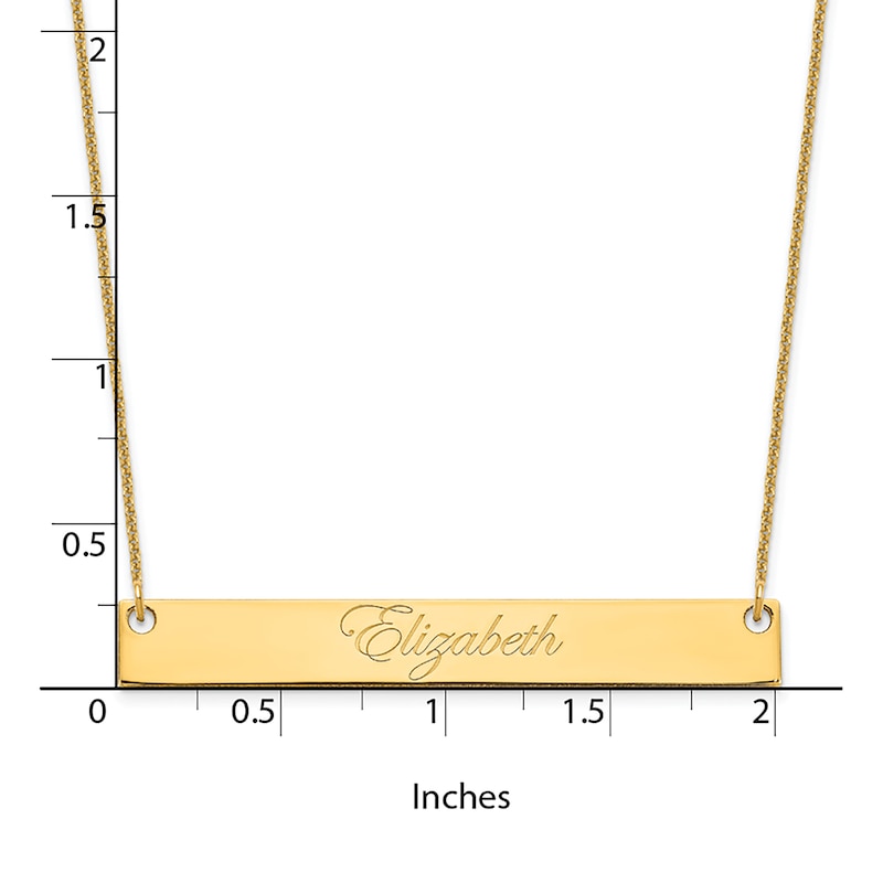 Main Image 2 of Large Script Bar Necklace 14K Yellow Gold 18"