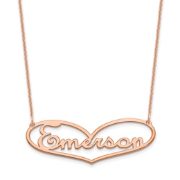 Heart Name Plate Necklace 14K Rose Gold 18"