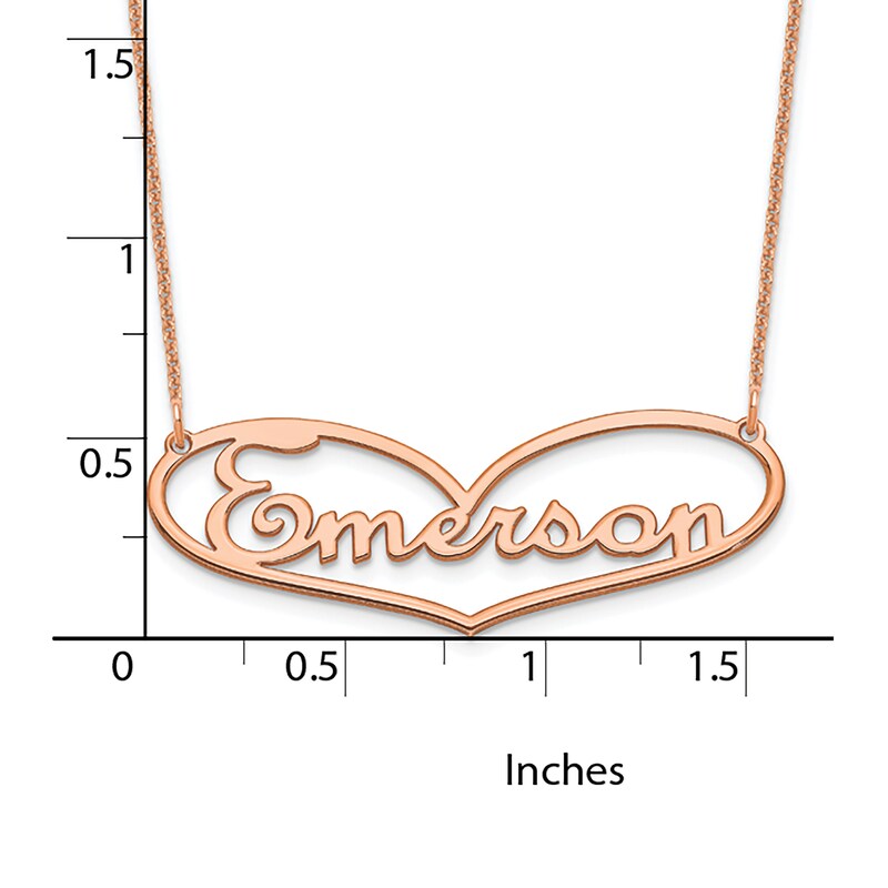 Main Image 2 of Heart Name Plate Necklace 14K Rose Gold 18"