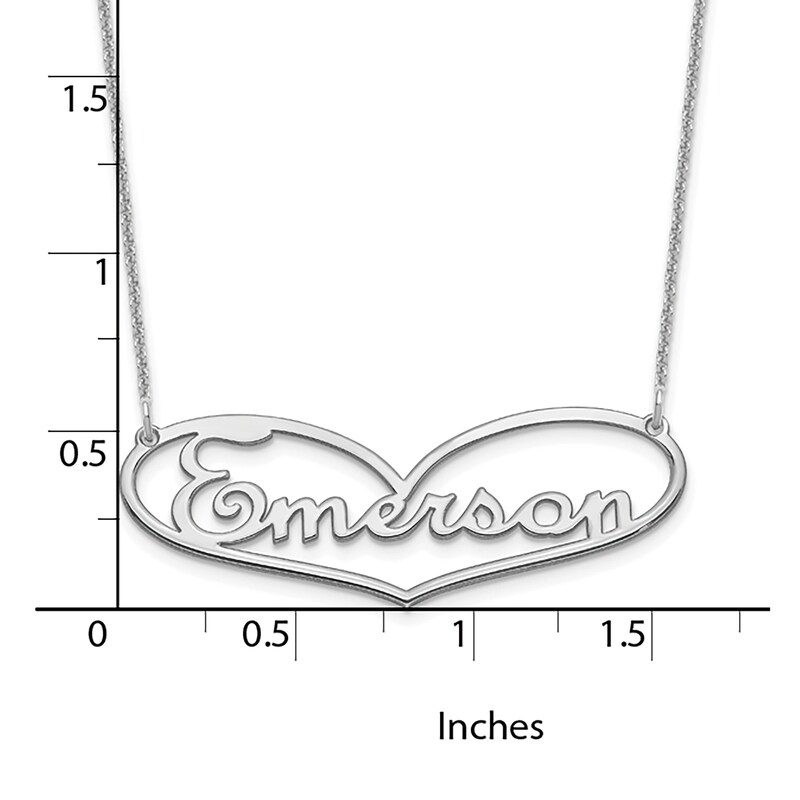 Main Image 2 of Heart Name Plate Necklace 14K White Gold 18"