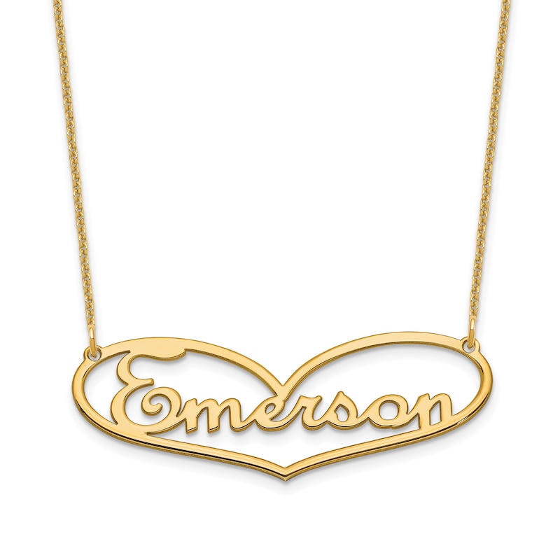 Main Image 1 of Heart Name Plate Necklace 14K Yellow Gold 18"