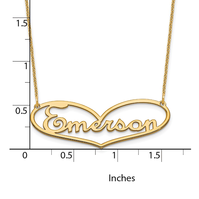 Main Image 2 of Heart Name Plate Necklace 14K Yellow Gold 18"