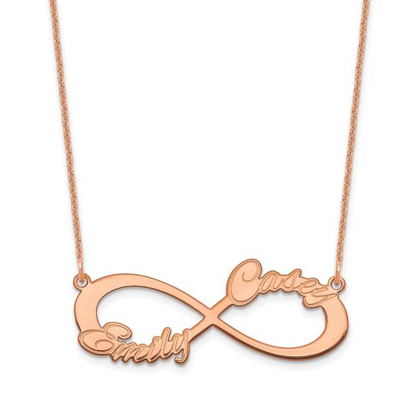 Main Image 1 of Two Name Infinity Necklace 14K Rose Gold 18"