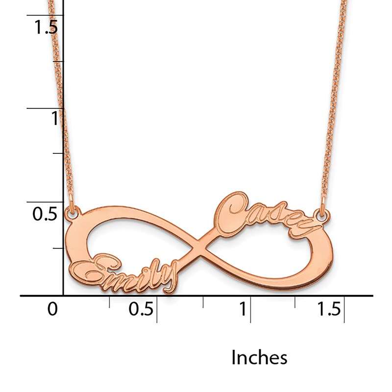 Main Image 2 of Two Name Infinity Necklace 14K Rose Gold 18"