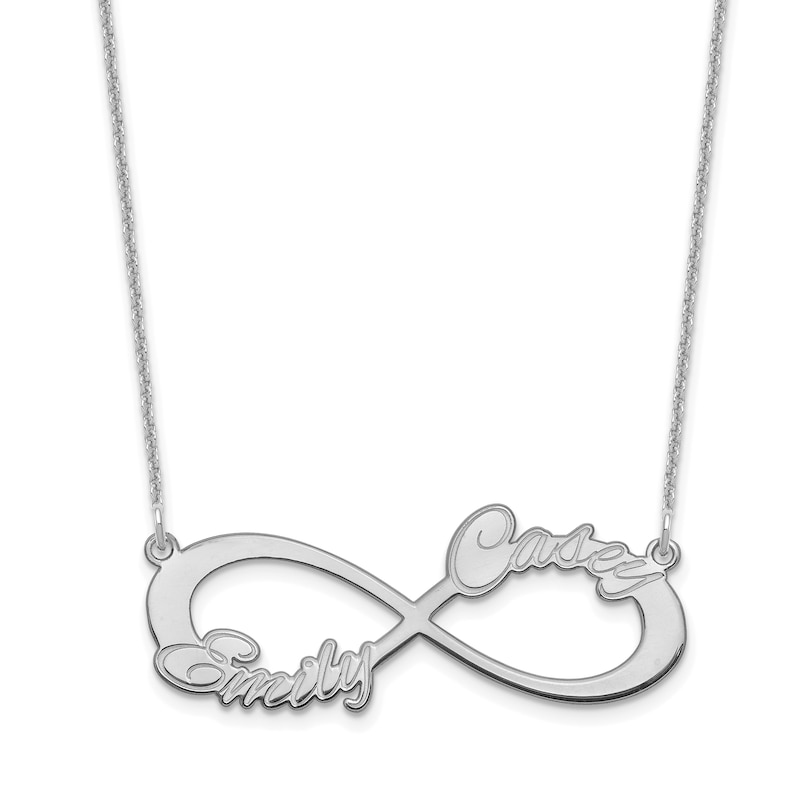 Main Image 1 of Two Name Infinity Necklace 14K White Gold 18"