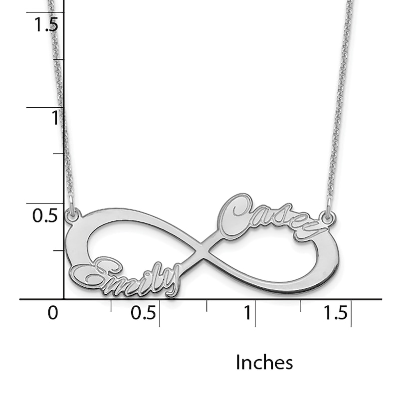 Main Image 2 of Two Name Infinity Necklace 14K White Gold 18"