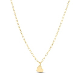Heart Paperclip Necklace 14K Yellow Gold 18&quot;