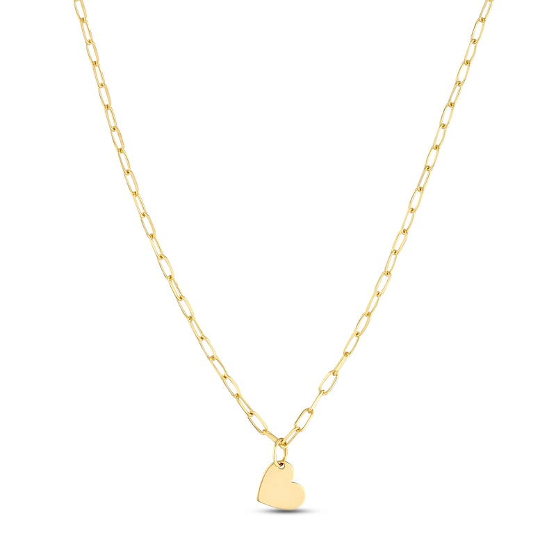 Main Image 1 of Heart Paperclip Necklace 14K Yellow Gold 18"