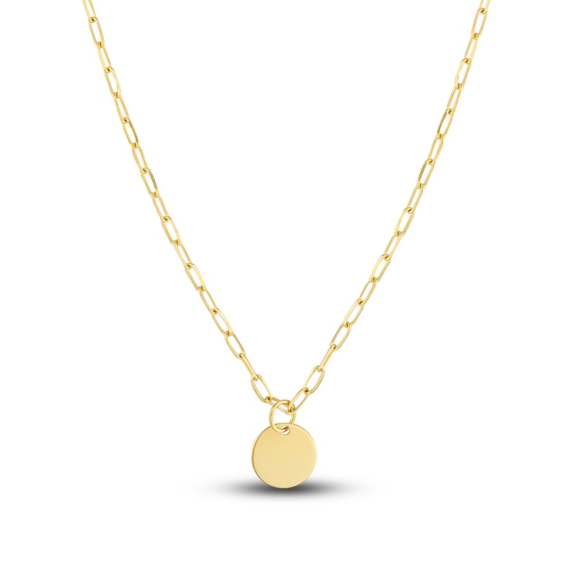 Main Image 1 of Disk Paperclip Necklace 14K Yellow Gold 18"