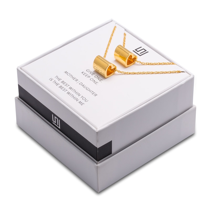 Main Image 1 of Stella Valle Mother/Daughter Hollow Necklace Set Brass/18K Yellow Gold-Plated 18"