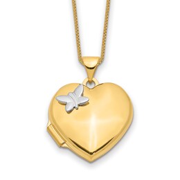 Heart Locket Necklace 14K Two-Tone Gold 18&quot;