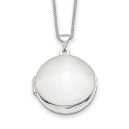 Domed Locket Necklace 14K White Gold 18&quot;