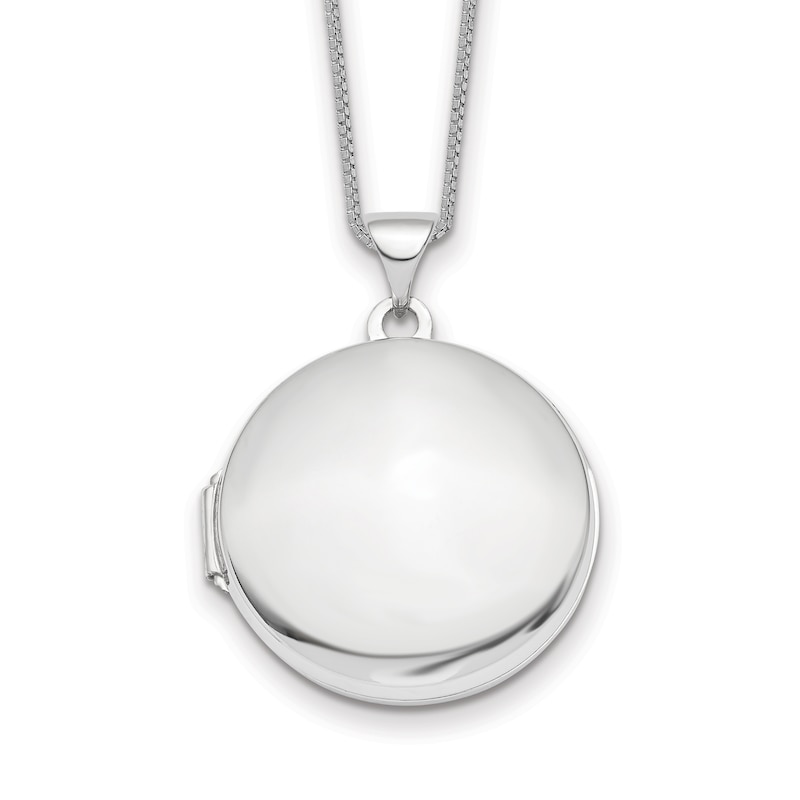 Main Image 1 of Domed Locket Necklace 14K White Gold 18"