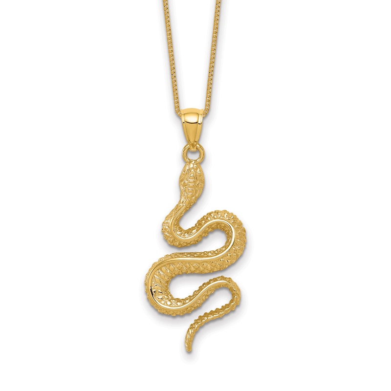 Main Image 1 of Solid Snake Necklace 14K Yellow Gold 18"
