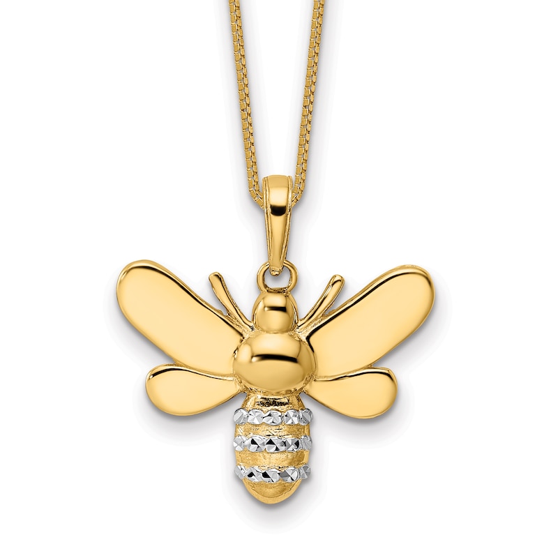 Main Image 1 of Solid Bumblebee Necklace 14K Yellow Gold 18"
