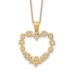 Solid Heart Necklace 14K Yellow Gold 18"