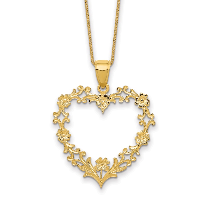 Main Image 1 of Solid Heart Necklace 14K Yellow Gold 18"