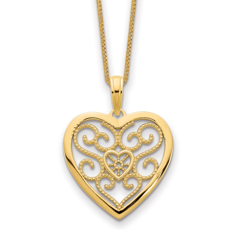Main Image 1 of Heart Necklace 14K Yellow Gold 18&quot;