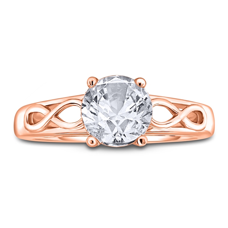 Main Image 3 of Diamond Solitaire Infinity Engagement Ring 1/2 ct tw Round 14K Rose Gold (I2/I)