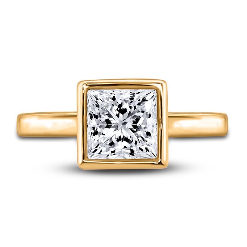 Main Image 3 of Diamond Solitaire Engagement Ring 2 ct tw Bezel-Set Princess 14K Yellow Gold (I2/I)