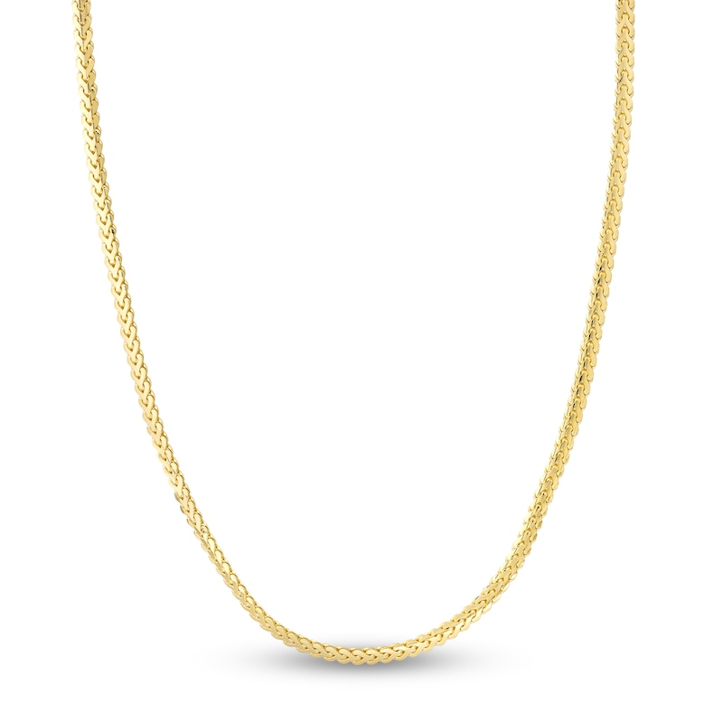 Main Image 1 of Flat Bombe Solid Franco Chain Necklace 14K Yellow Gold 22" 4mm