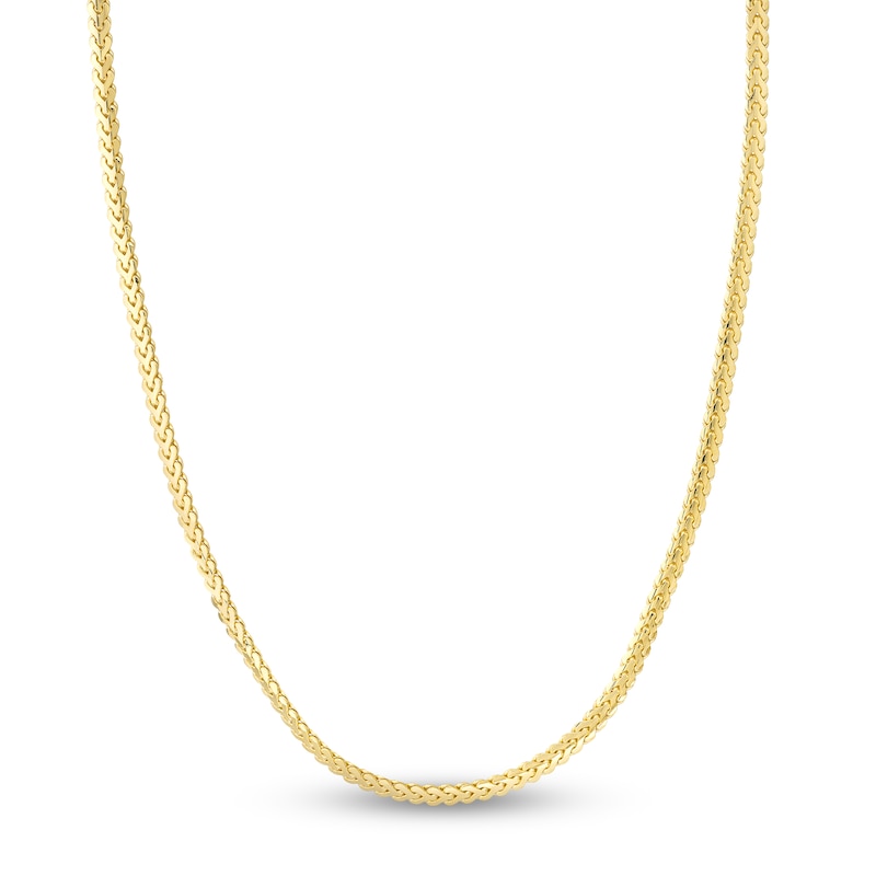 Flat Bombe Solid Franco Chain Necklace 14K Yellow Gold 24" 4mm