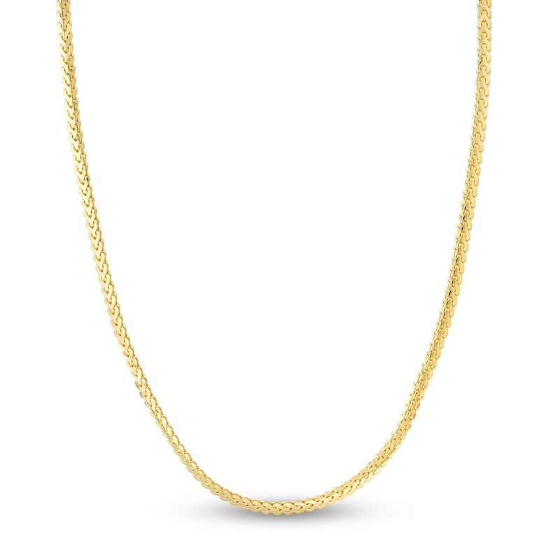 Main Image 1 of Flat Bombe Solid Franco Chain Necklace 14K Yellow Gold 24" 4mm