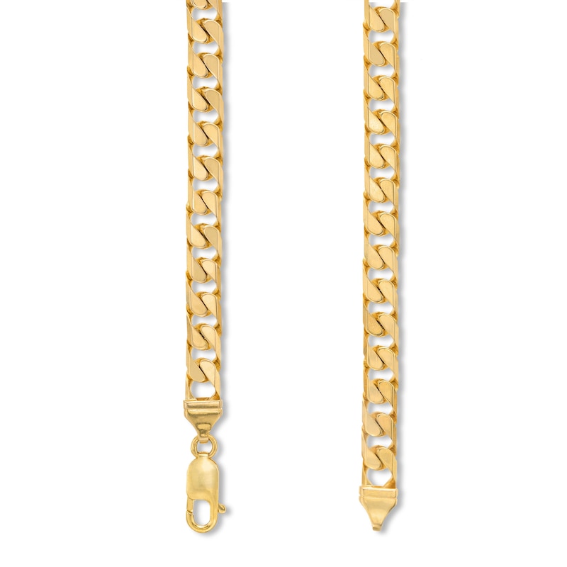 Main Image 2 of Men's Solid Square Curb Link Necklace 14K Yellow Gold 22" 7mm