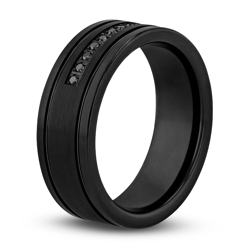 Black Diamond Wedding Band 1/10 ct tw Round Black Tungsten 8mm