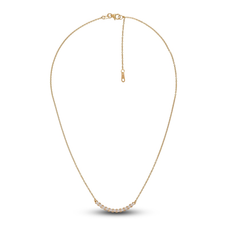 Main Image 1 of Solid Diamond-Cut Smile Necklace 14K Yellow Gold 18" Adjustable