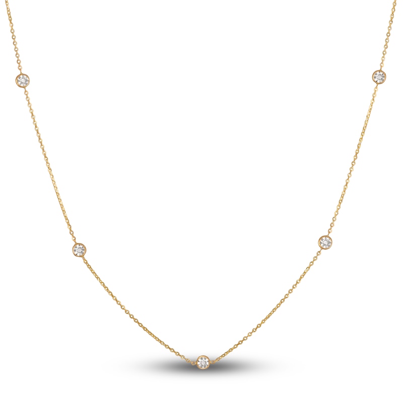 Main Image 1 of Diamond-Cut Bead Station Necklace 14K Yellow Gold 22"
