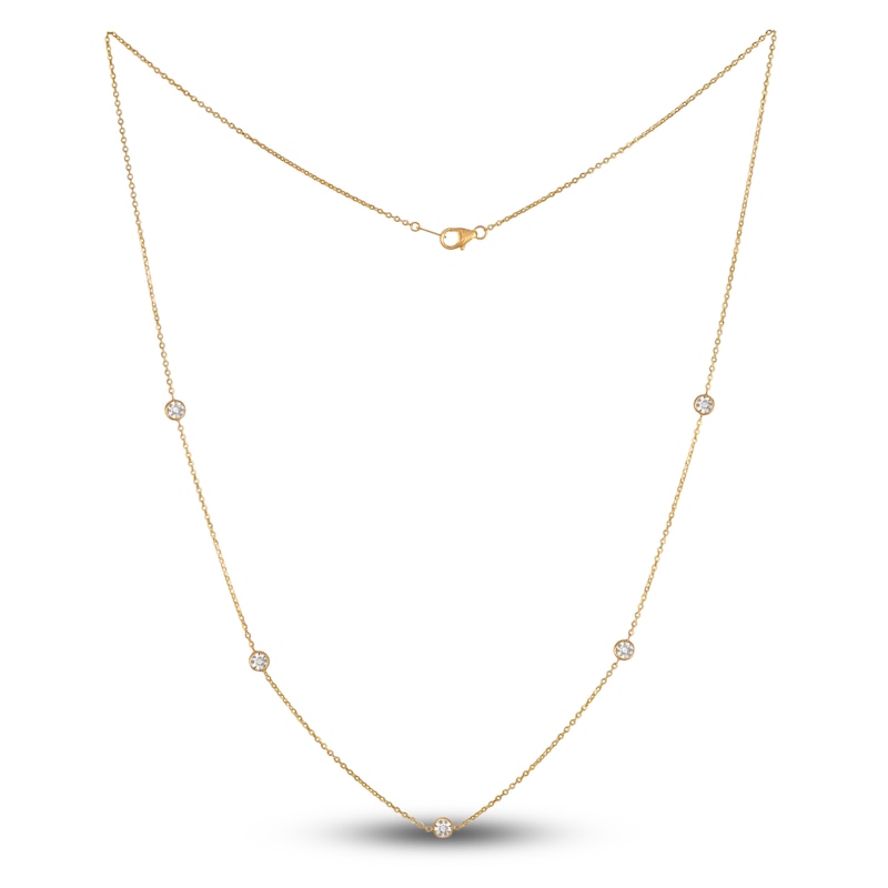 Main Image 2 of Diamond-Cut Bead Station Necklace 14K Yellow Gold 22"