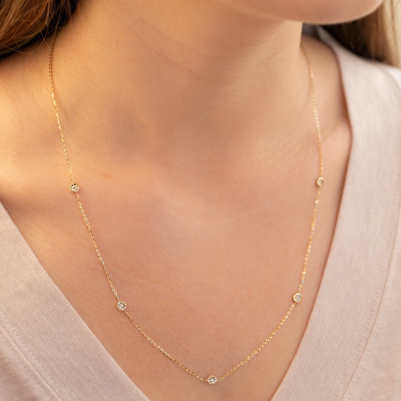Main Image 3 of Diamond-Cut Bead Station Necklace 14K Yellow Gold 22"