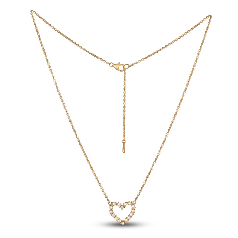 Main Image 1 of Solid Diamond-Cut Heart Necklace 14K Yellow Gold 18" Adjustable