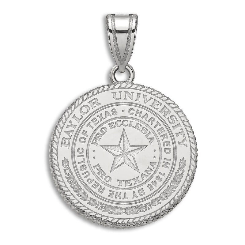 Main Image 1 of Baylor University Large Crest Necklace Charm Sterling Silver