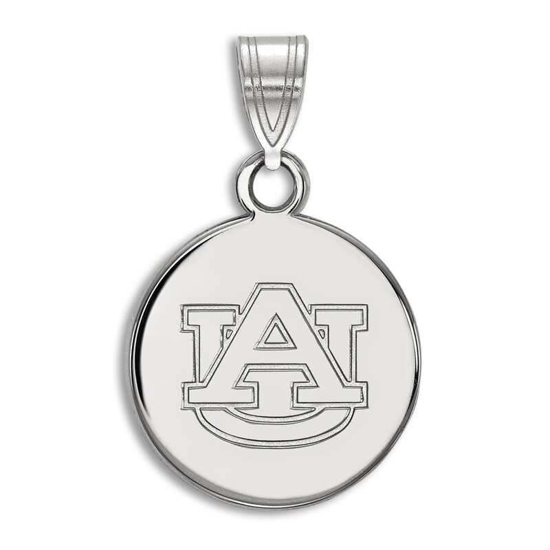 Auburn University Small Disc Necklace Charm Sterling Silver