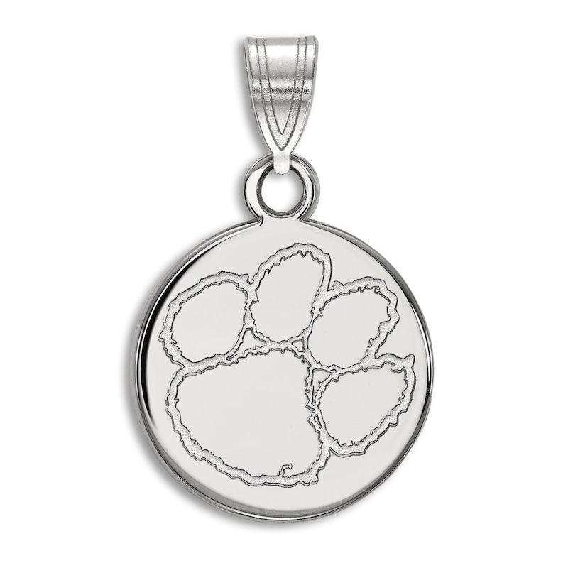 Main Image 1 of Clemson University Small Disc Necklace Charm Sterling Silver
