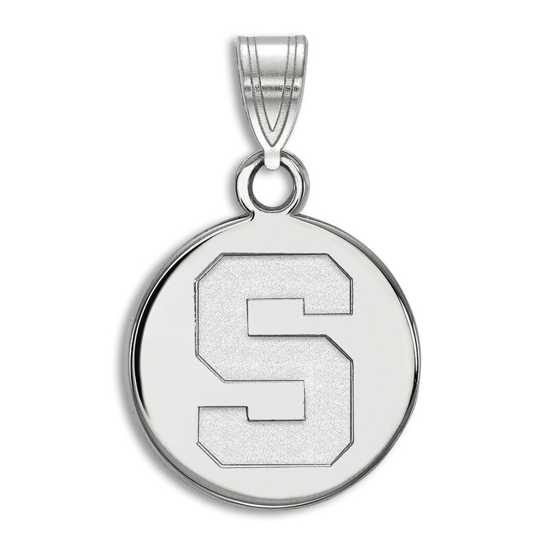 Main Image 1 of Michigan State University Small Disc Necklace Charm Sterling Silver
