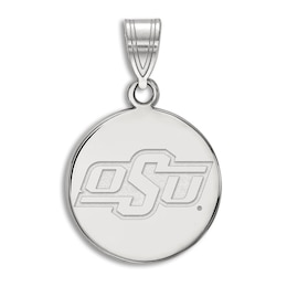 Oklahoma State University Small Disc Necklace Charm Sterling Silver