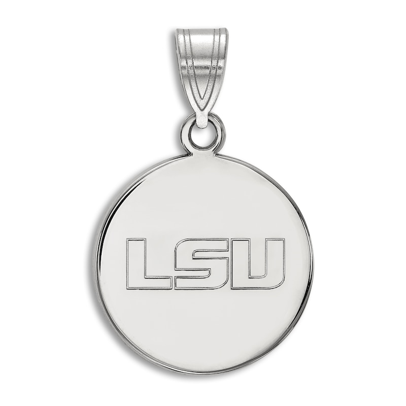 Main Image 1 of Louisiana State University Small Disc Necklace Charm Sterling Silver