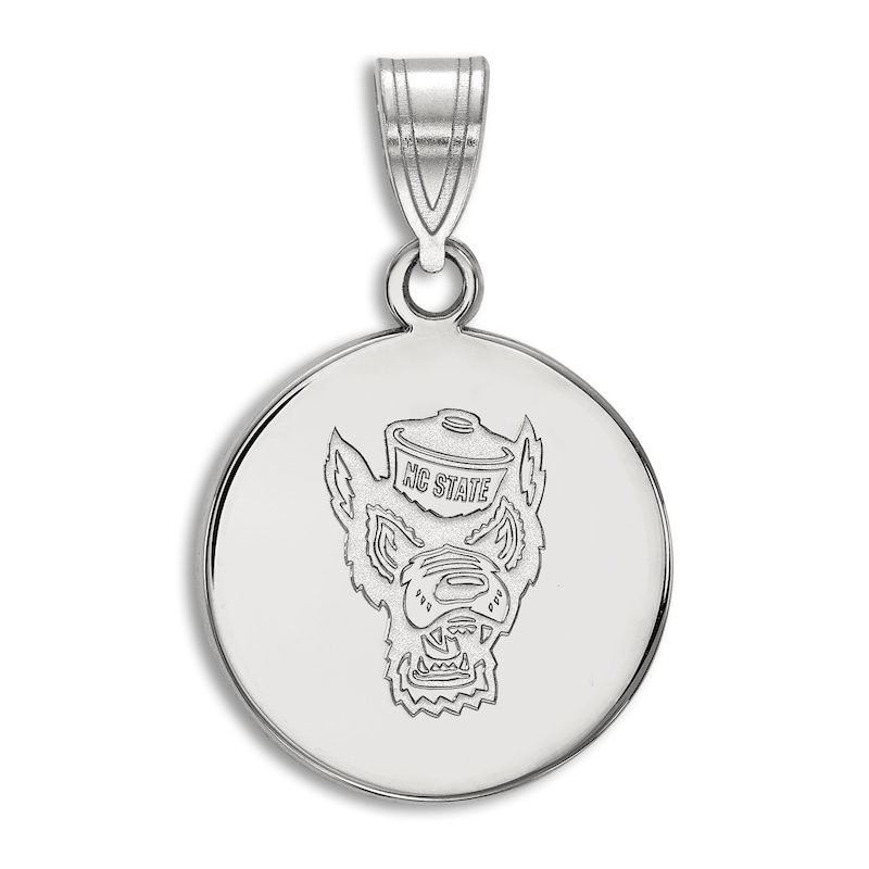 Main Image 1 of North Carolina State University Small Disc Necklace Charm Sterling Silver