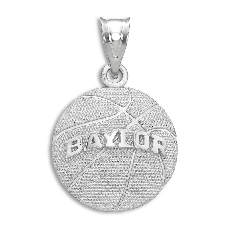 Main Image 1 of Baylor University Large Basketball Necklace Charm Sterling Silver