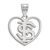 Florida State University Heart Necklace Charm Sterling Silver