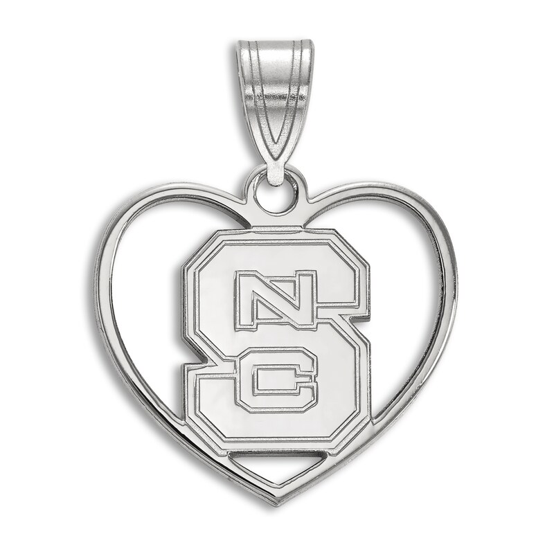 Main Image 1 of North Carolina State University Heart Necklace Charm Sterling Silver