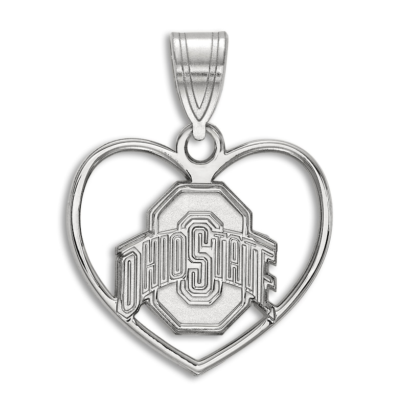 Main Image 1 of Ohio State University Heart Necklace Charm Sterling Silver
