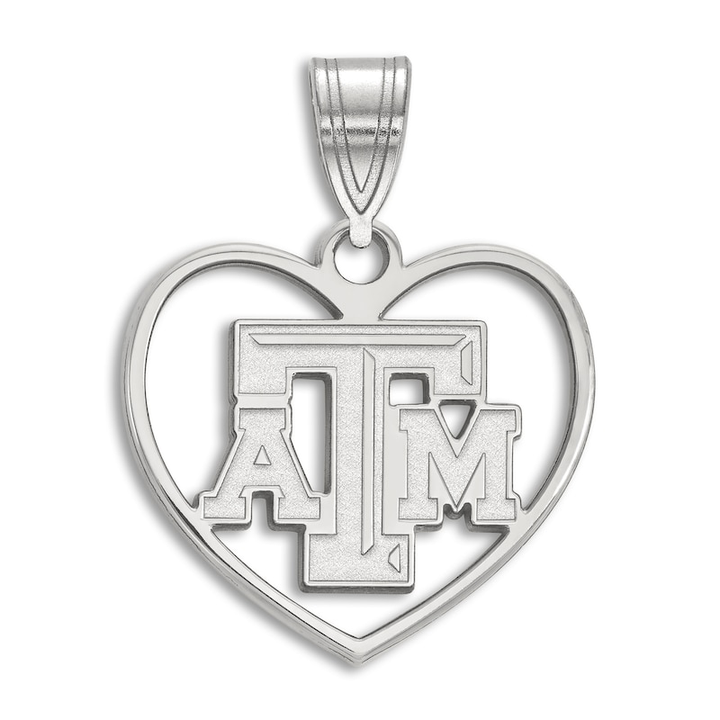 Texas A&M University Heart Necklace Charm Sterling Silver