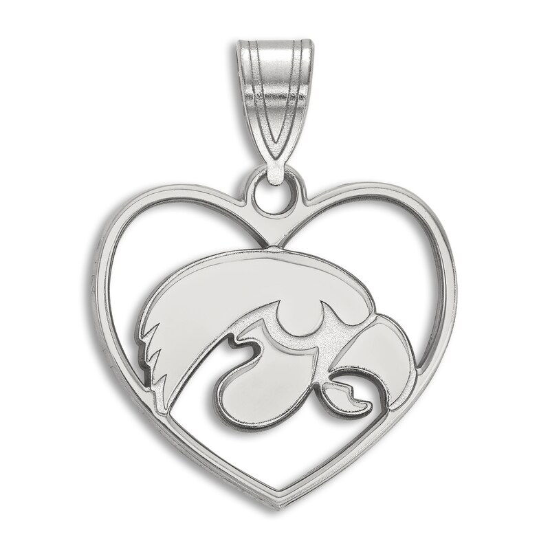 Main Image 1 of University of Iowa Heart Necklace Charm Sterling Silver