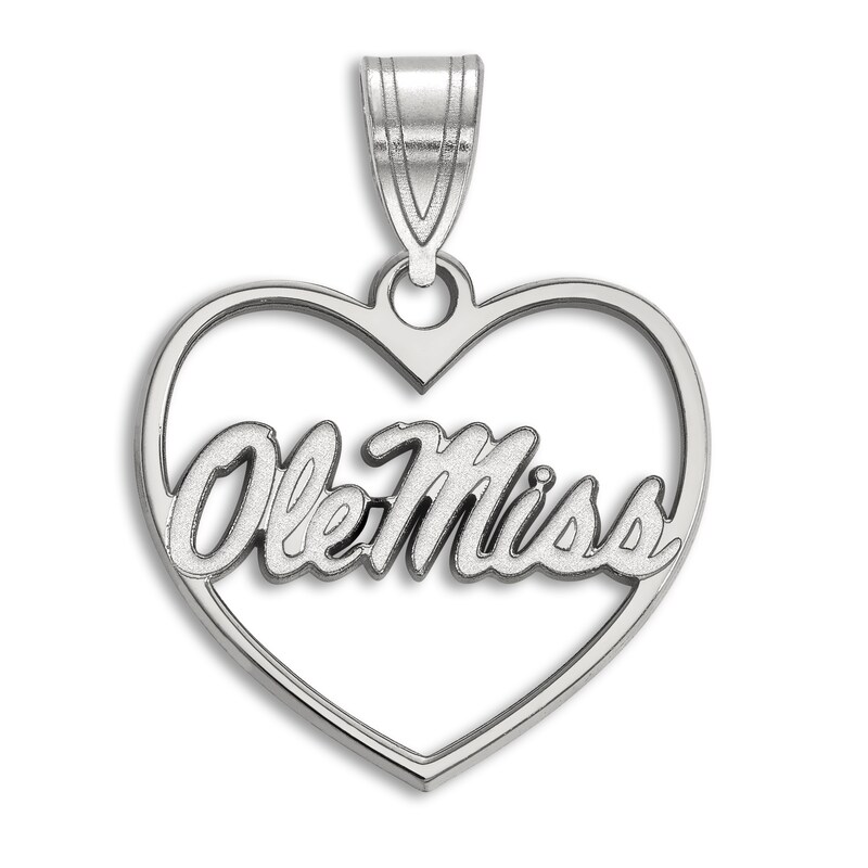 Main Image 1 of University of Mississippi Heart Necklace Charm Sterling Silver